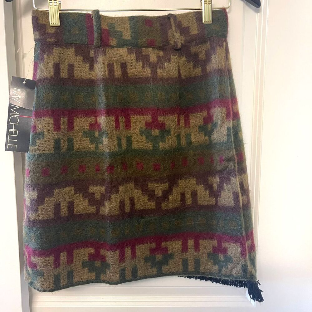 NWT Vintage My Michelle Women's Wool Cut Camel brown Rare Mini Skirt Size M/9 - Picture 3 of 6